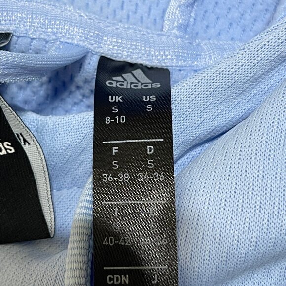 Adidas Full Zip Jacket Baby Blue Athletic Hood Size S Small (READ) Women's - Picture 5 of 11